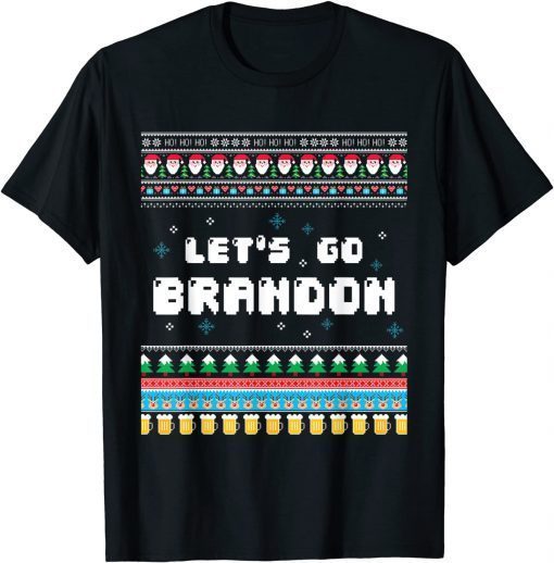 Classic Let's Go Brandon Impeach 46 Anti Biden Chant Ugly Christmas T-Shirt