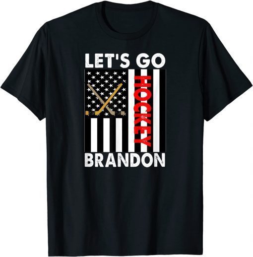 Official Let's Go Hockey Funny Anti Biden American Flag T-Shirt