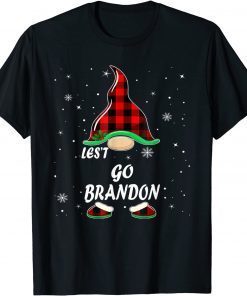 Classic Let's Go Brandon Gnome red buffalo plaid matching Christmas T-Shirt