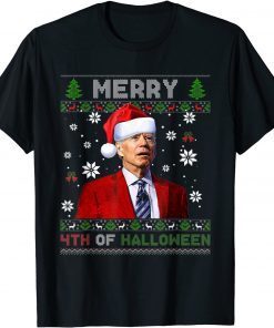 T-Shirt Merry 4th Of Halloween Funny Biden Ugly Christmas