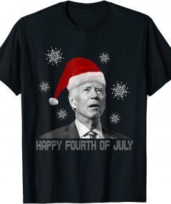 Funny Xmas Funny Anti Joe Biden Happy 4th of July Merry Christmas T-Shirt