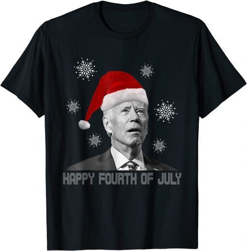 Funny Xmas Funny Anti Joe Biden Happy 4th of July Merry Christmas T-Shirt