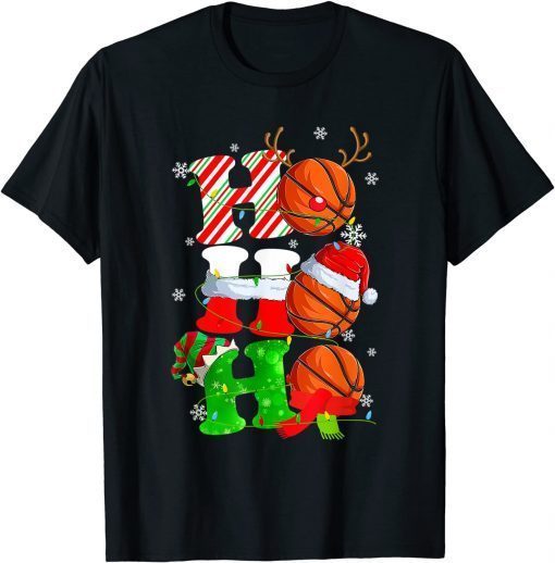 Funny Christmas Funny Ho Ho Ho Basketball Pajama Santa Lover T-Shirt
