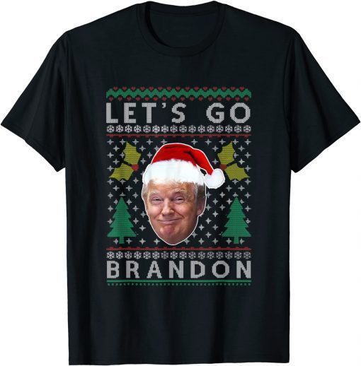 Funny Santa Trump Let's Go Brandon Ugly Sweater Pajama Christmas T-Shirt