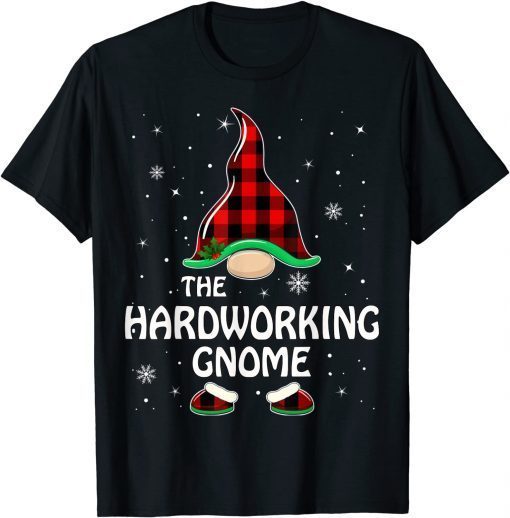 Hardworking Gnome Buffalo Plaid Matching Family Christmas TShirt