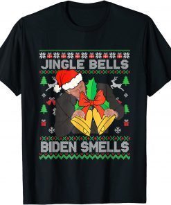 Anti Biden Jingle Bells Biden Smells Ugly Christmas Sweater Funny T-Shirt