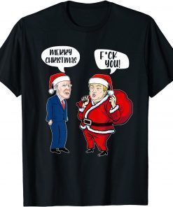 Fuck You Merry Christmas Meme Biden Santa Naughty Sarcastic Gift Tee Shirts