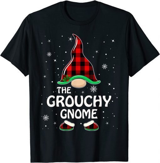 Grouchy Gnome Buffalo Plaid Matching Family Christmas Funny T-Shirt
