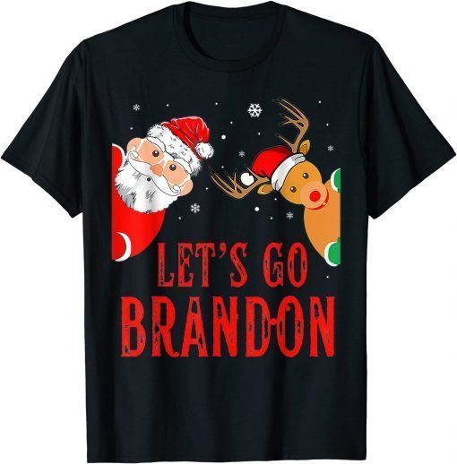 Funny Let's Go Branson Brandon Lights Reindeer Funny Christmas TShirt
