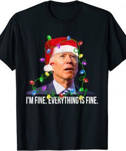 T-Shirt Santa Joe Biden I'm Fine Everything Is Fine Christmas Lights