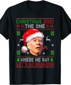Classic Santa Joe Biden Funny Let's Go Braden Brandon Christmas Ugly T-Shirt