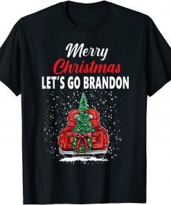 Merry Christmas Let's Go Brandon Red Truck Christmas Tree T-Shirt
