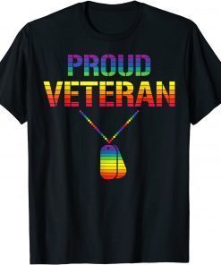 Proud Veteran LGBT-Q Gay Pride Army Dog Tag Military Soldier Gift T-Shirt