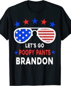 Let's Go Poopy Pants Brandon Tee USA Flag Funny Anti Biden 2021 TShirt
