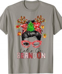 Funny Messy Bun Lets Go Brandon Tee Funny Trendy Christmas Pattern Gift Tee Shirts