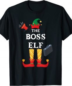 Boss Elf Family Christmas Party Funny Pajama Coworker 2021 T-Shirt