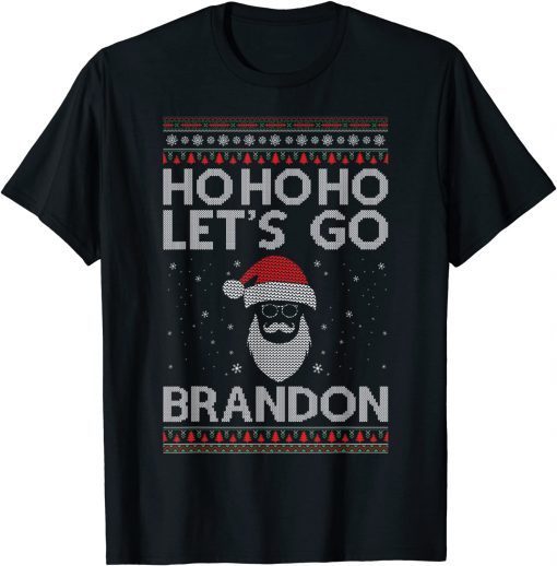 T-Shirt Ho Ho Ho Let's Go Brandon Shirt Funny Ugly Christmas