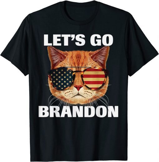 T-Shirt Cool Cat Lets Go Brandon, Cat US Sunglasses Let's Go Brandon