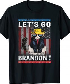 2021 Cat Let's Go Brandon American Flag Impeach Biden Men Women T-Shirt