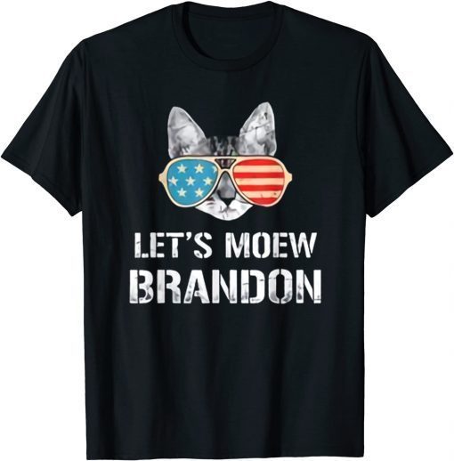 Let's Go Brandon Tee Conservative Anti Liberal US Flag Cat T-Shirt