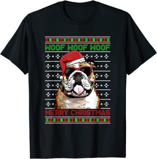 Official Bulldog Dog Funny Woof Merry Christmas Shirts