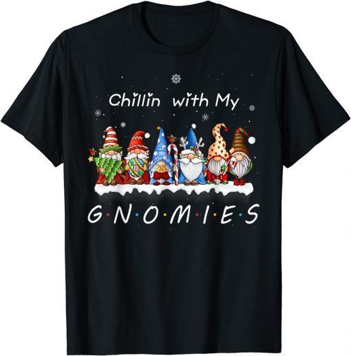 Chillin With My Gnomies Funny Gnome Christmas Pamajas Family Shirts