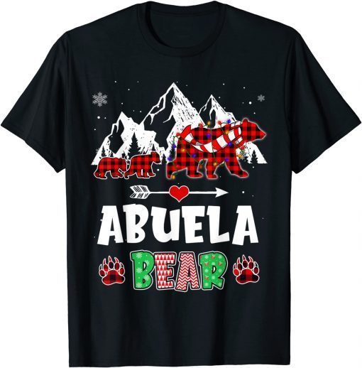 Classic Matching Family Buffalo Plaid Abuela Bear Wearing Christmas T-Shirt