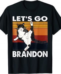 T-Shirt Let's Go Brandon Chant Funny Cat Vintage