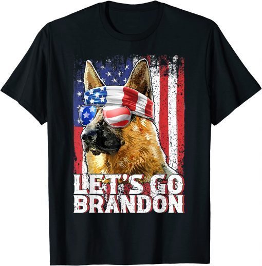 2021 Lets Go Brandon Funny Dog Conservative Anti Liberal US Flag TShirt