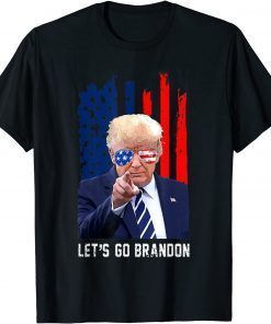 T-Shirt Let’s Go Brandon Trump Vintage Glasses US Distressed Flag