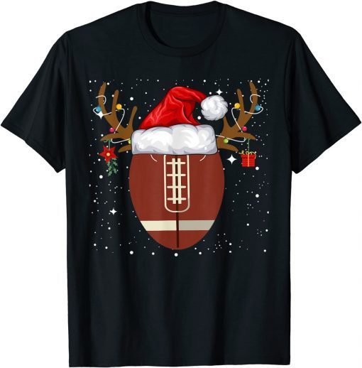 T-Shirt Football Reindeer Santa Hat Christmas Holiday Gifts