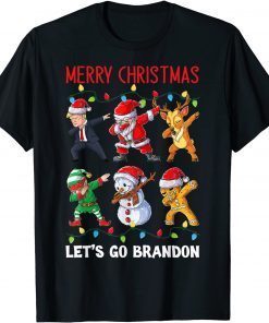 Official Merry Christmas Let's Go Brandon Dabbing Trump Santa Friends 2021 T-Shirt