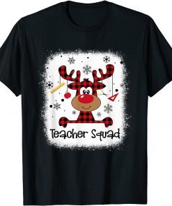 T-Shirt Bleached Teacher Squad Reindeer Funny Teacher Christmas Xmas