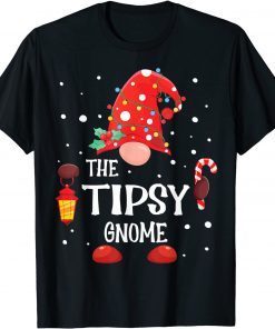2021 The Tipsy Gnome Matching Family Christmas Gnome Pajama T-Shirt