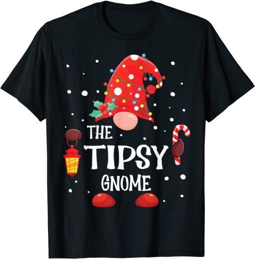 2021 The Tipsy Gnome Matching Family Christmas Gnome Pajama T-Shirt