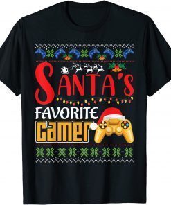 Santa's Favorite Video Game Christmas Pajama Santa Hat Light Unisex T-Shirt