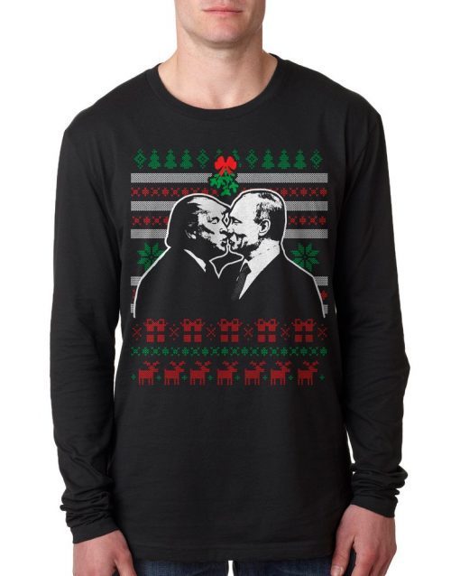 T-Shirt Trump And Putin Kissing Mistletoe Ugly Christmas 2022