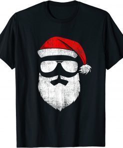 Santa Claus face Sunglasses with Hat Beard Christmas Funny T-Shirt