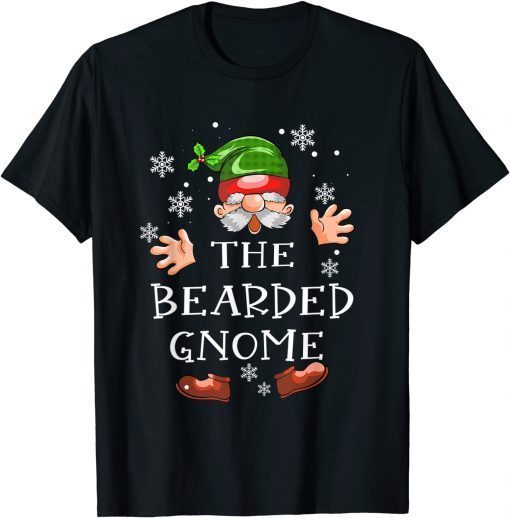 2021 Bearded Gnome Buffalo Plaid Matching Family Christmas Pajama T-Shirt