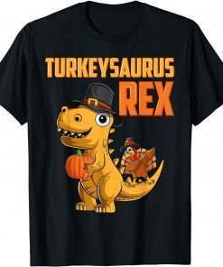 Kids Turkeysaurus Rex Turkey Dino Toddler Boys Thanksgiving Gift Tee Shirts