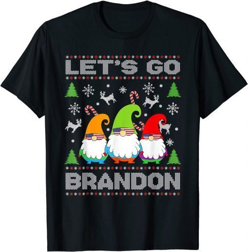Let's Go Brandon American Flag Gnome Ugly Christmas Sweater Gift TShirt