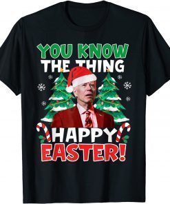 President Joe Biden Santa Hat Happy Easter Funny Christmas Official T-Shirt