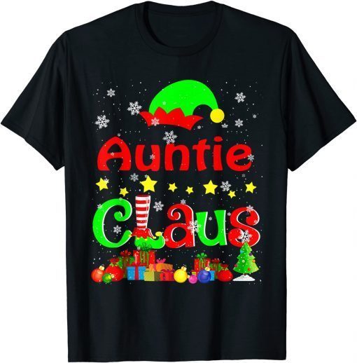 Official Auntie Claus Funny Christmas Elf Lover Matching Family Group TShirt
