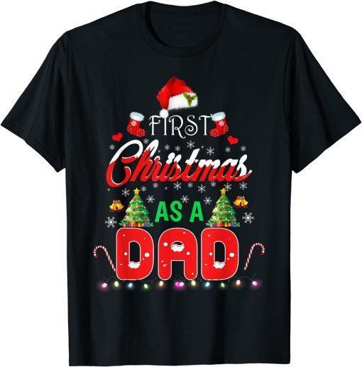 First Christmas As a Mom Shirt Santa Hat Ugly Xmas Unisex T-Shirt