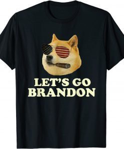 2021 Lets Go Brandon US Flag Funny Dog Glasses T-Shirt