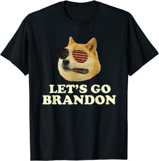 2021 Lets Go Brandon US Flag Funny Dog Glasses T-Shirt