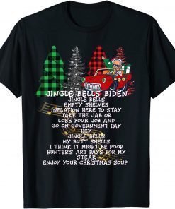 Jingle Bells Biden Smells Santa Plaid Tree Christmas Sweater Funny T-Shirt