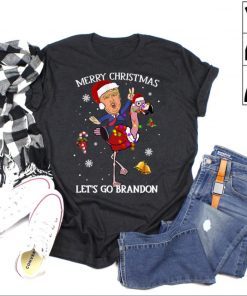 T-Shirt Trump And Flamingo, Merry Christmas Let's Go Brandon