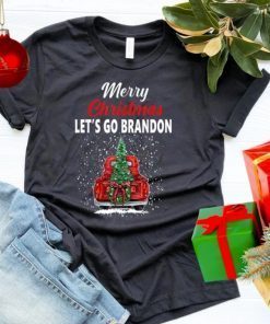 Funny Let's Go Brandon Merry Christmas Red Truck Gift Shirt
