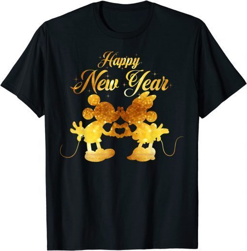 Classic Disney New Year's Mickey & Minnie Happy New Year Silhouette T-Shirt